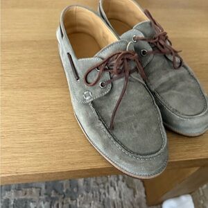 Brunello Cucinelli Olive Suede Boat Shoes